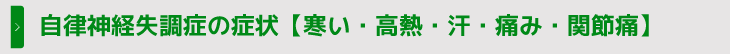 自律神経失調症の症状【寒い・高熱・汗・痛み・関節痛】