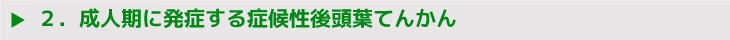 ２．成人期に発症する症候性後頭葉てんかん