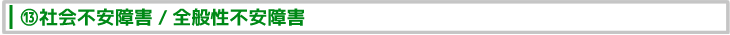 ⑬社会不安障害/全般性不安障害