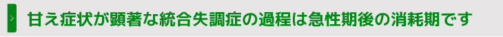 甘え症状が顕著な統合失調症の過程は急性期後の消耗期です